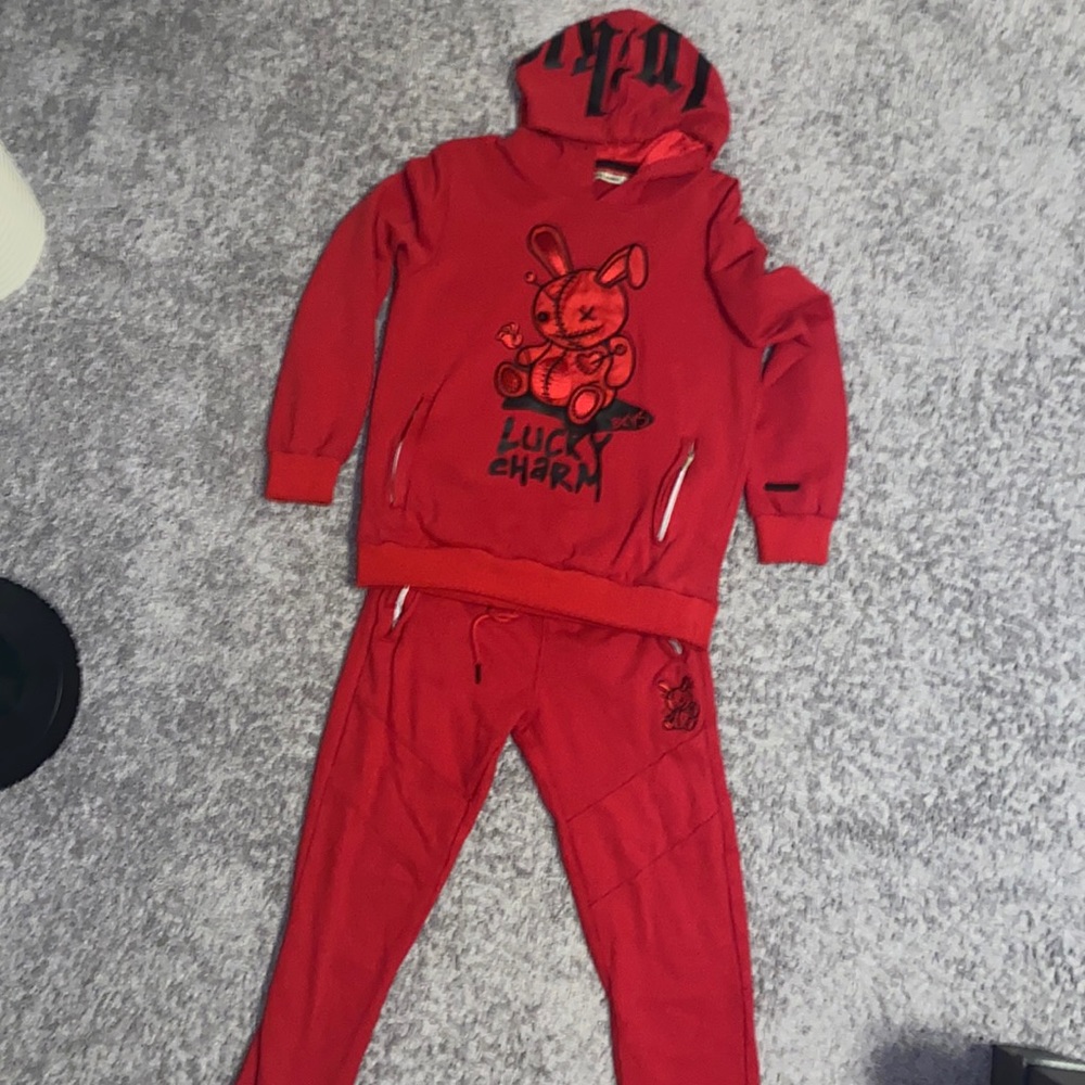 Lucky Charm red hoodie and sweatpants set